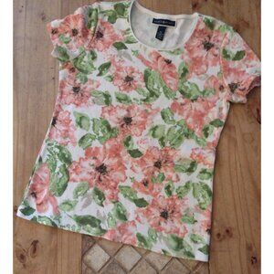 Karen Scott Womens XS Floral Red Poppy Short Sleeve Top